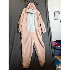 Celebrate Halloween Womens Plus Size 3X Fox Costume Hooded Pajama Onesie Pink